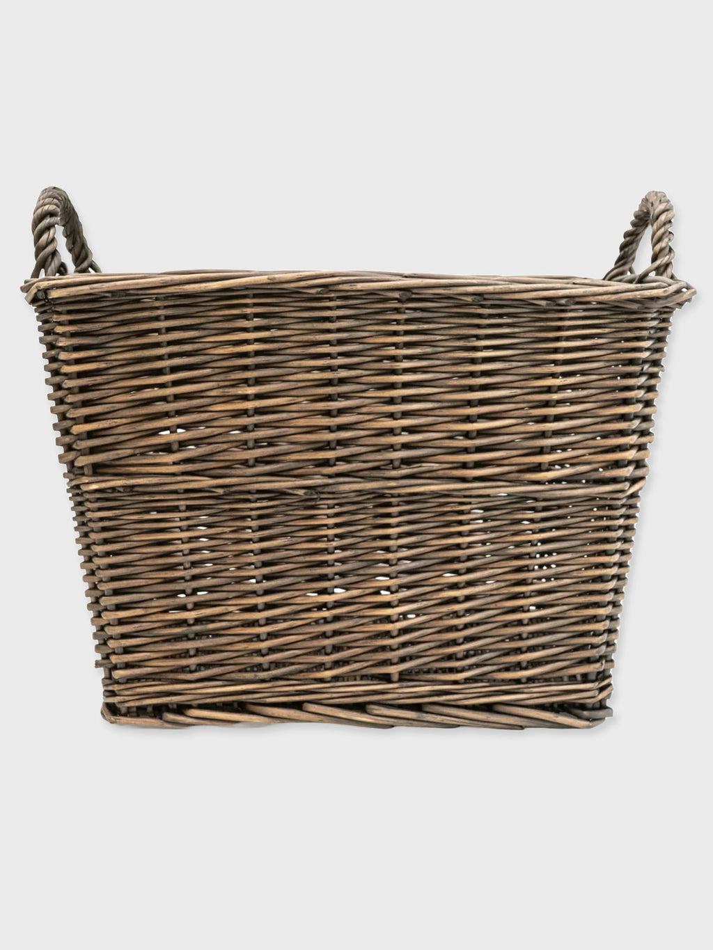 Rectangular Wicker Log Basket with Handles