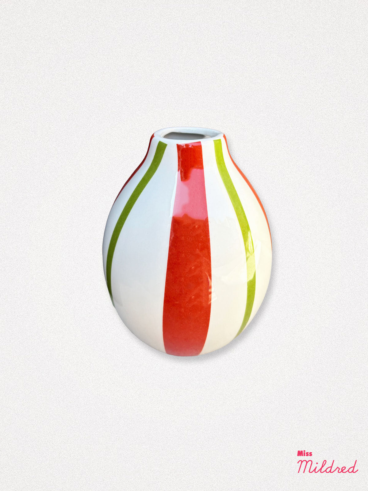 Red & Green Stripe Songbird Vase - 13cm