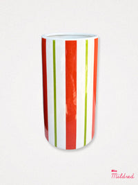Red & Green Stripe Songbird Vase - 21cm