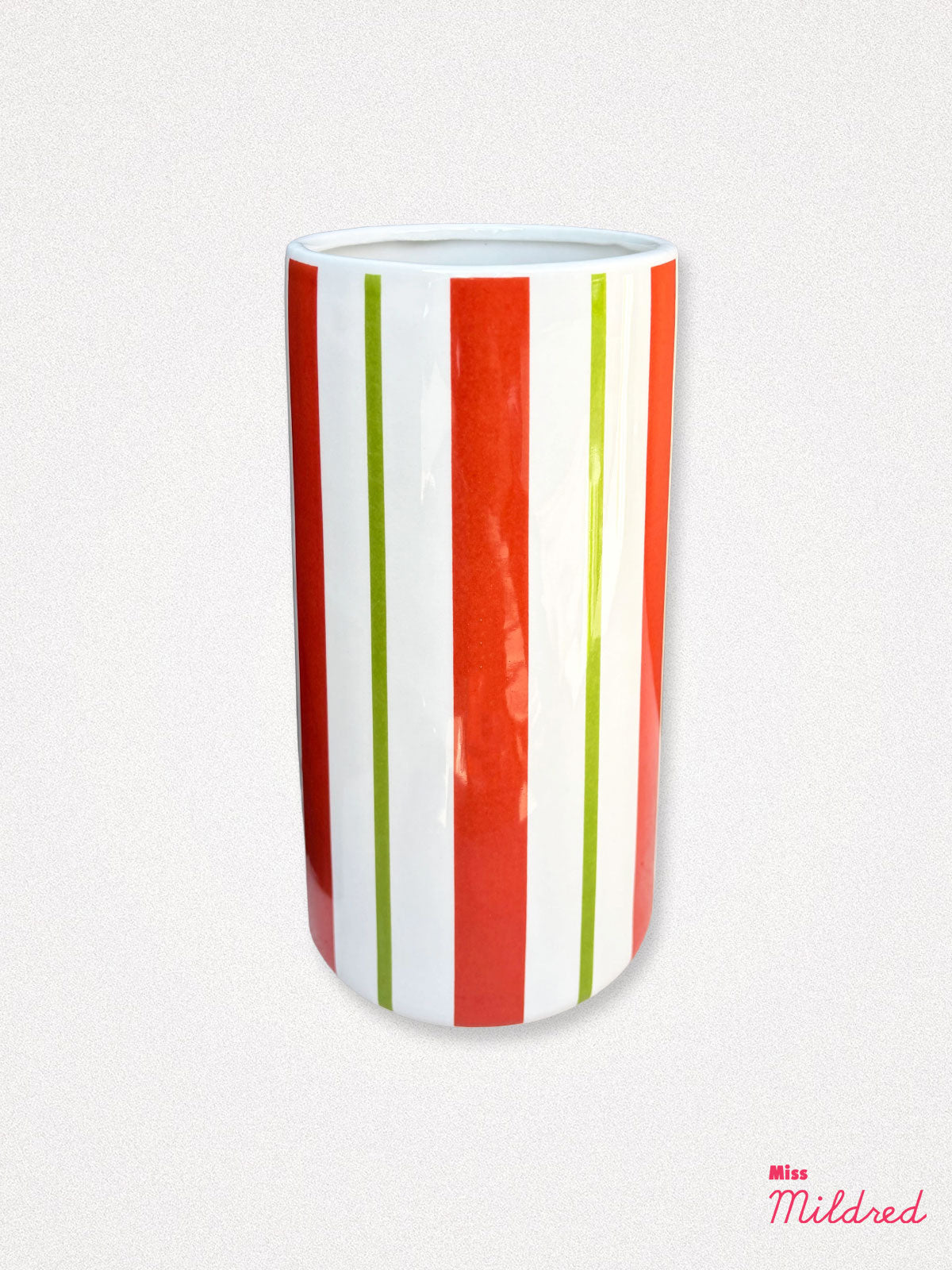 Red & Green Stripe Songbird Vase - 21cm