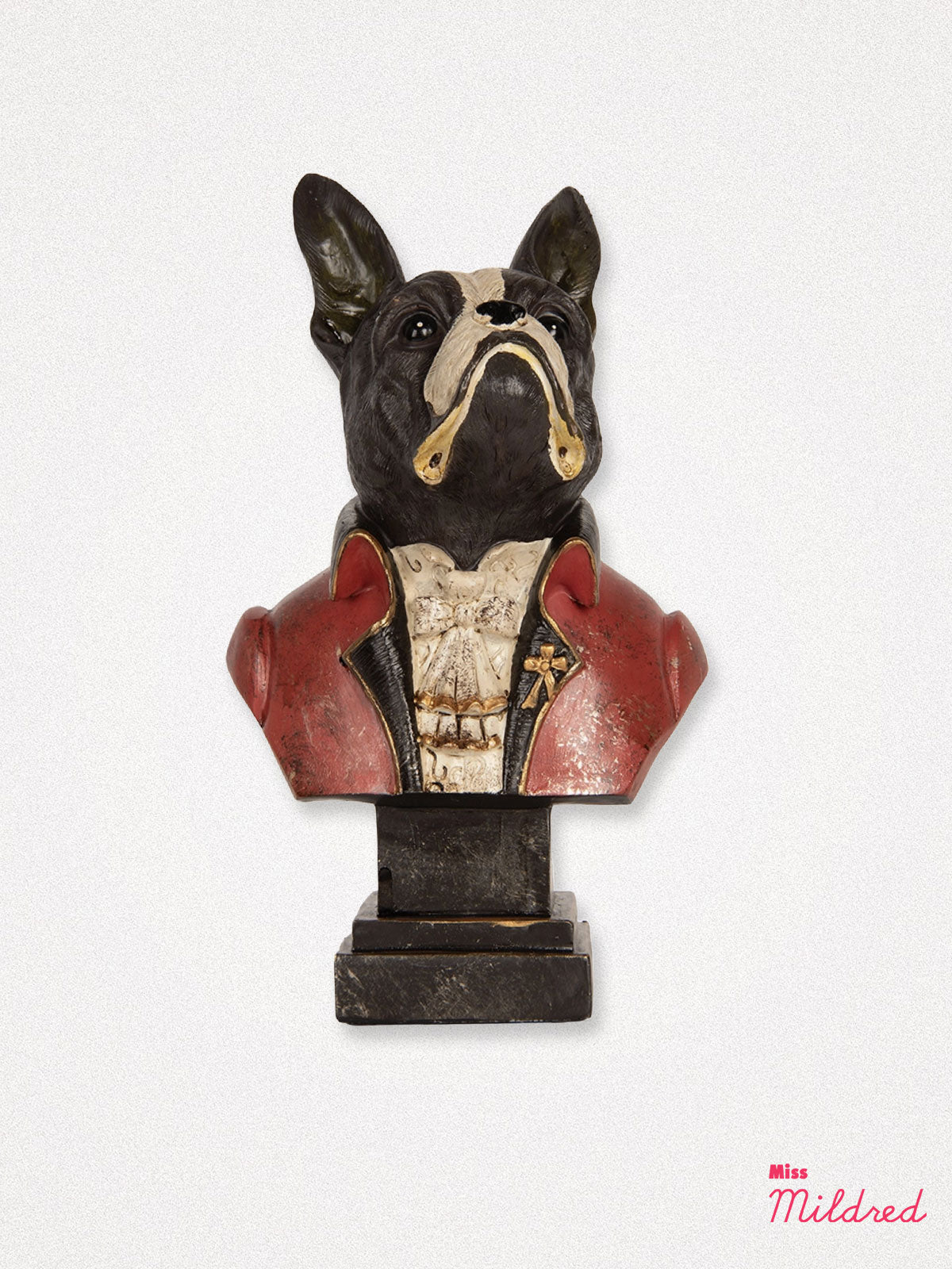 Regal Gentry Bull Dog Statue Bust - Black and Red