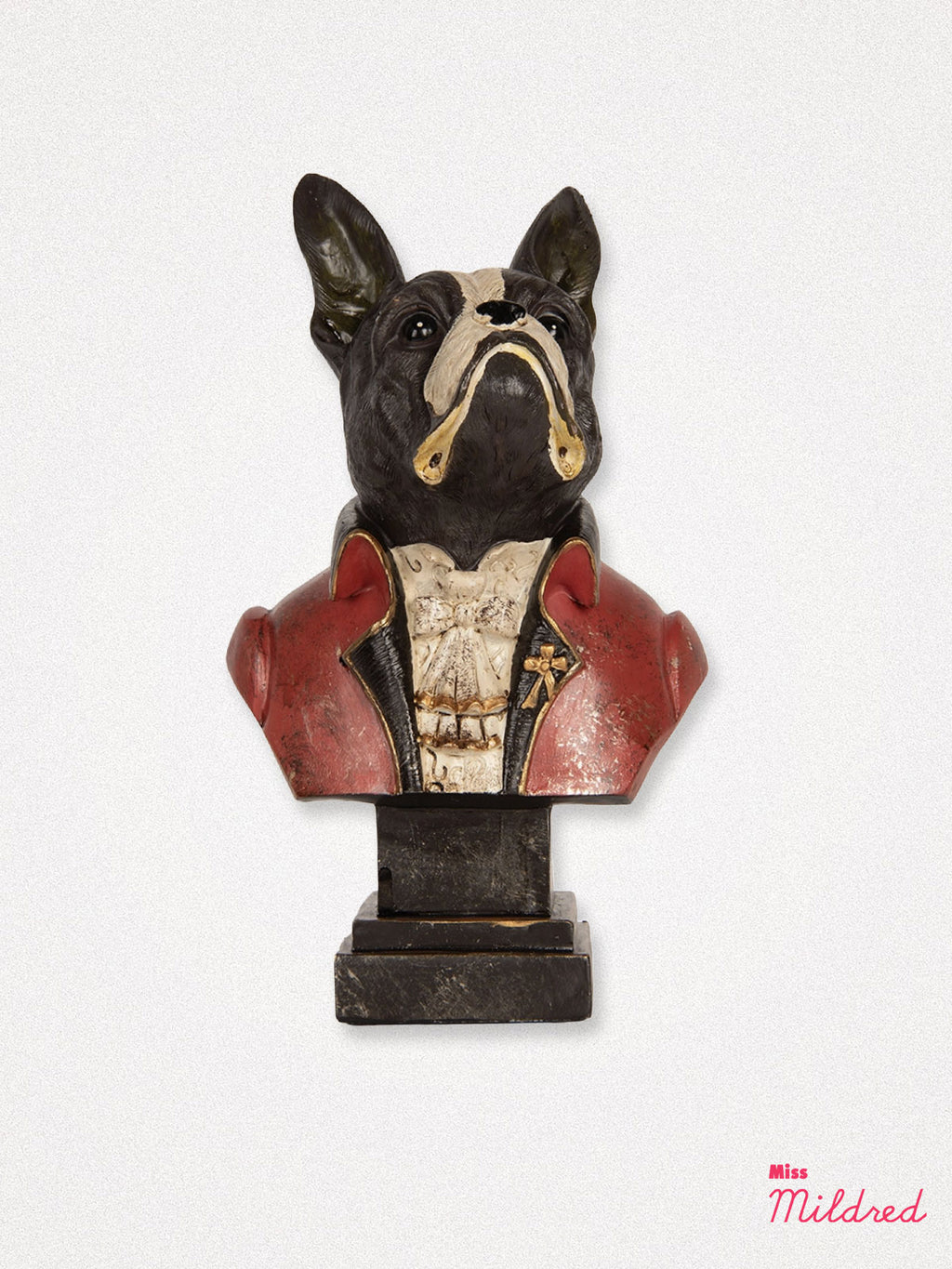Regal Gentry Bull Dog Statue Bust - Black and Red