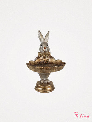 Bunny Rabbit Holding Tray - Gold & Silvery White