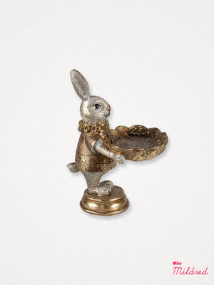 Bunny Rabbit Holding Tray - Gold & Silvery White