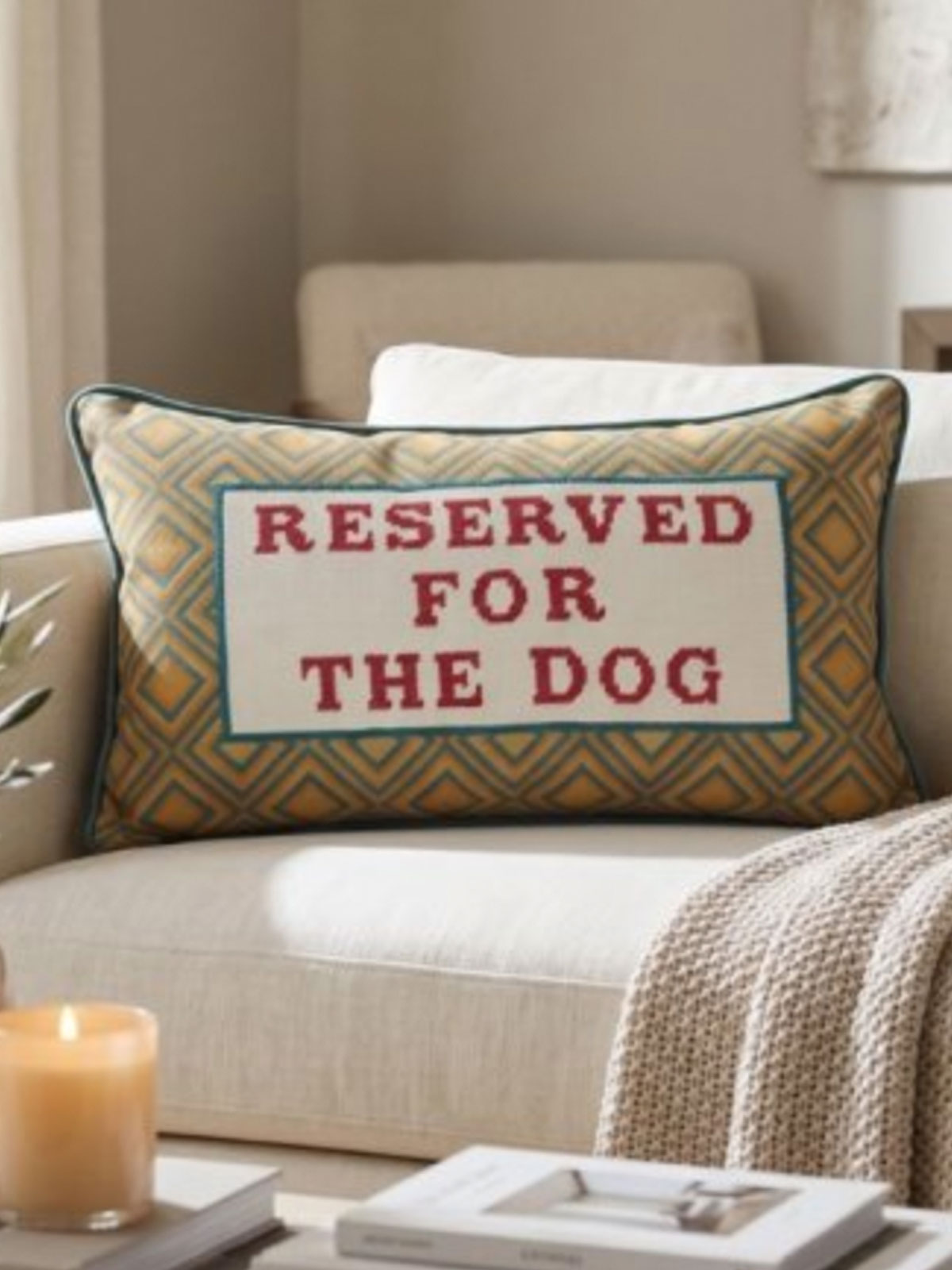 Reserved For The Dog Slogan Cushion - 50cm