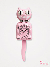 Kit Cat Clock Retro - Original Large Size - Pink & Chrome