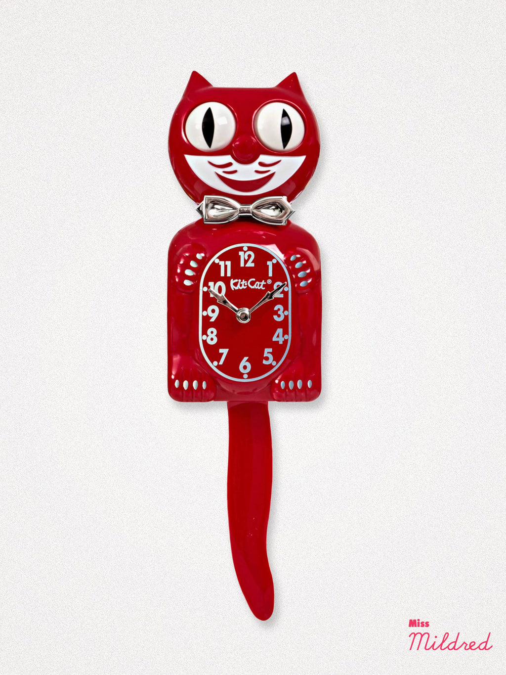 Kit Cat Clock Retro - Original Large Size - Red & Chrome