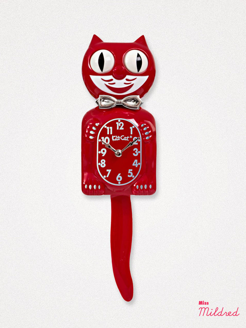 Kit Cat Clock Retro - Original Large Size - Red & Chrome
