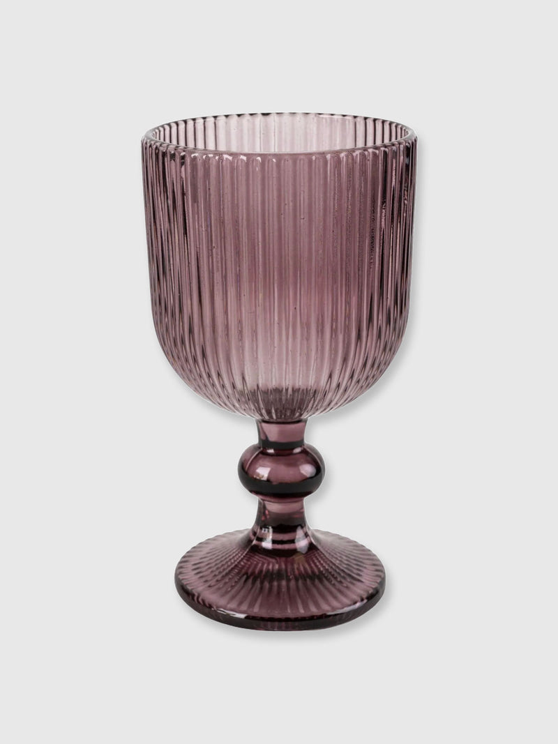 Ribbed Wine Glass - Plum Red