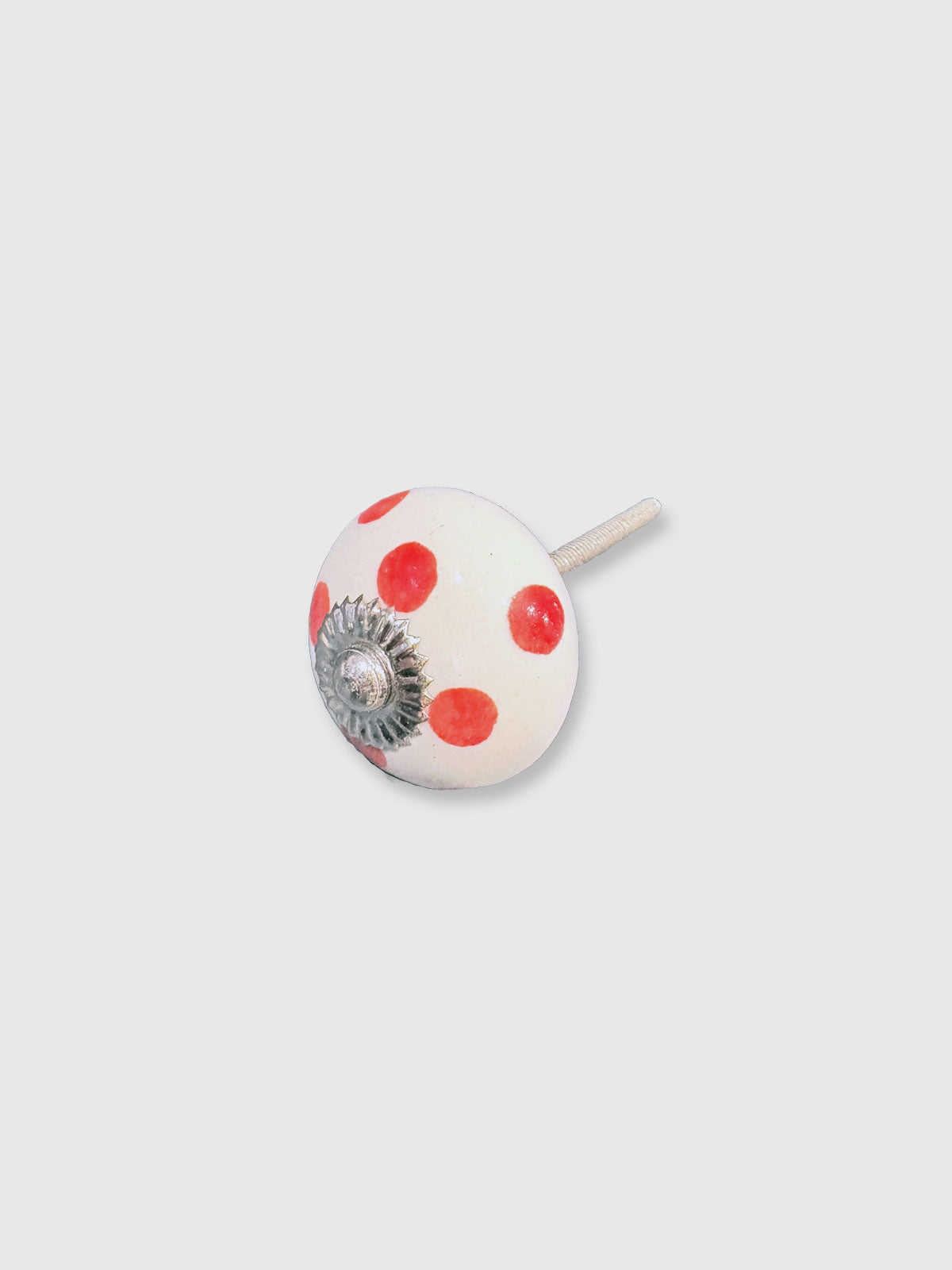 Round Spotty Dots Ceramic Drawer Knob - Red