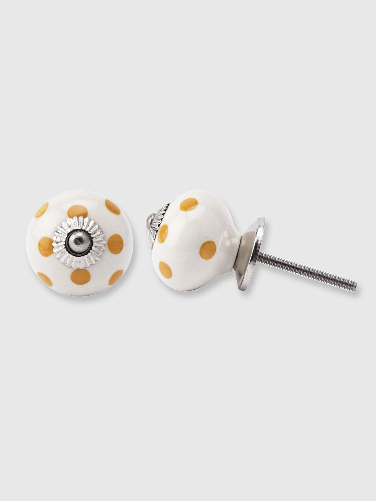 Round Spotty Dots Ceramic Drawer Knob - Yellow