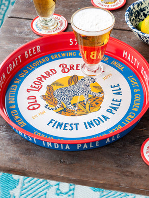 Round Metal Serving Tray - Old Leopard Brewery