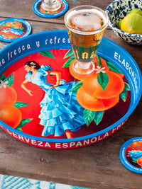Round Metal Serving Tray - Spanish Dancer