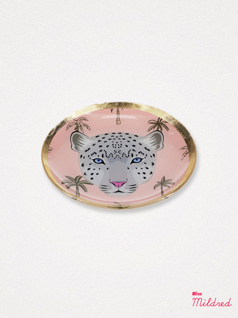 Glass Trinket Dish - Leopard Face