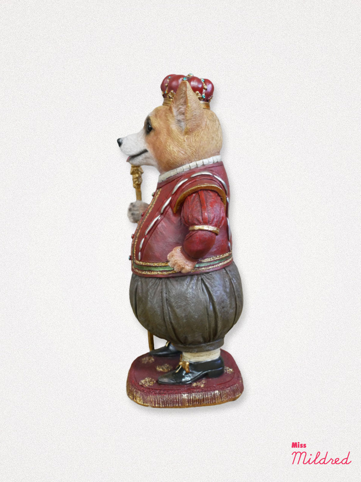 Regal Corgi Dog Statue with Crown