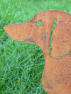 Metal Rusty Sausage Dog Garden Stake