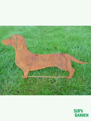 Metal Rusty Sausage Dog Garden Stake