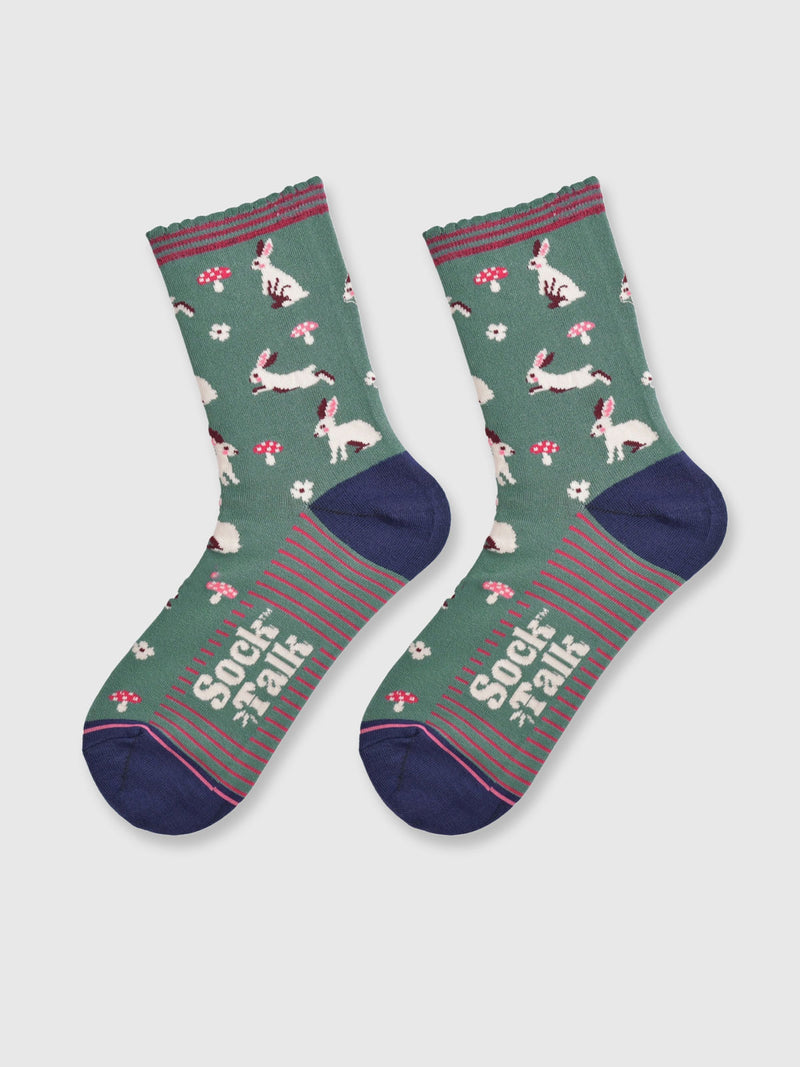 Toadstools & Rabbits Bamboo Socks - Ladies