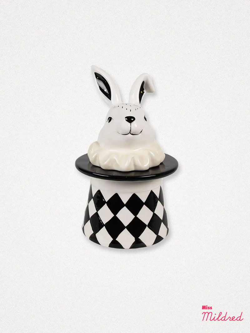 Rabbit In A Hat Ceramic Jar