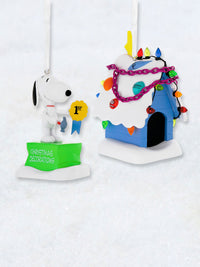 Peanuts Hanging Ornament - Set of 2 Snoopy & Doghouse
