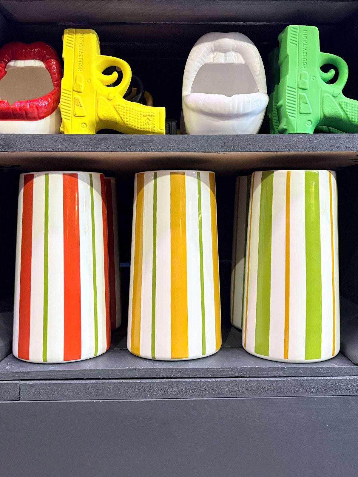 Yellow & Green Stripe Songbird Vase - 21cm