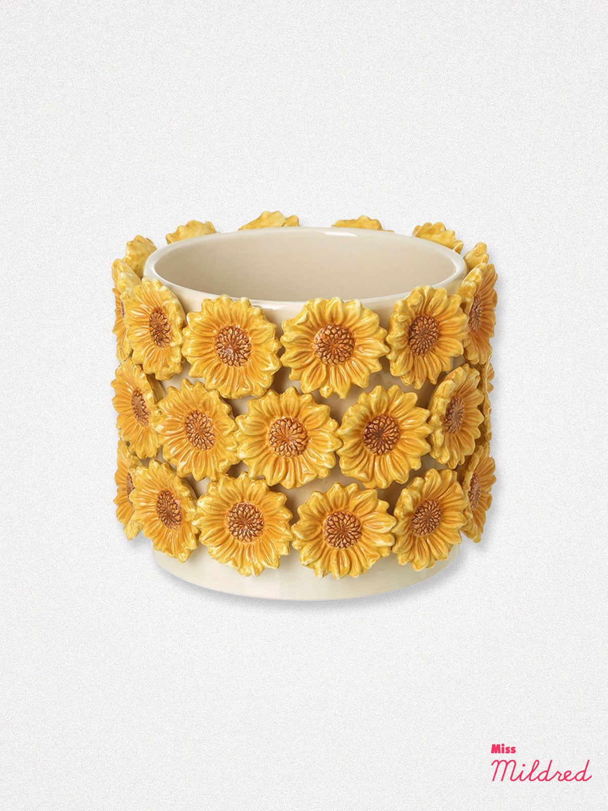 Sunflower Design Ceramic Plant Pot - 14cm