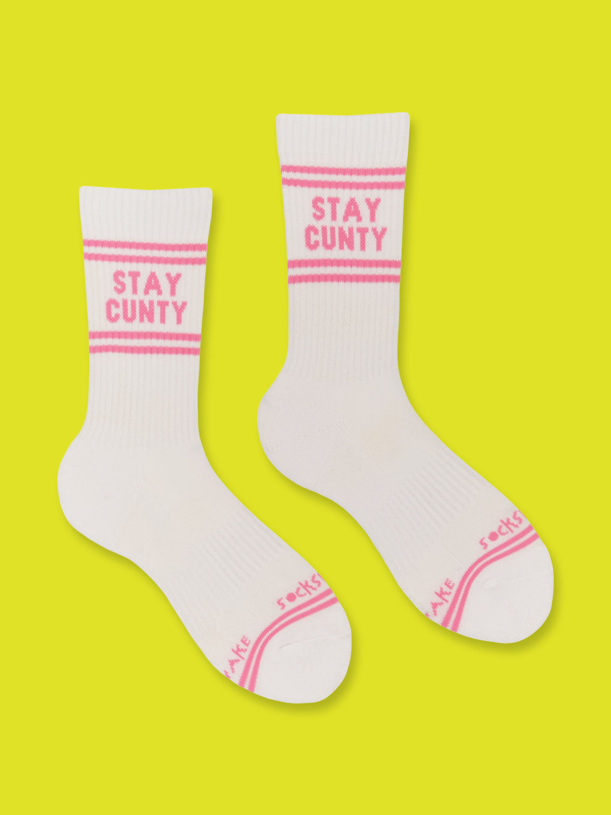Sweary Socks - Stay Cunty - White & Pink