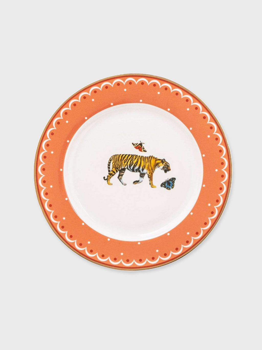 Peach Side Plate - Tiger and Butterfly