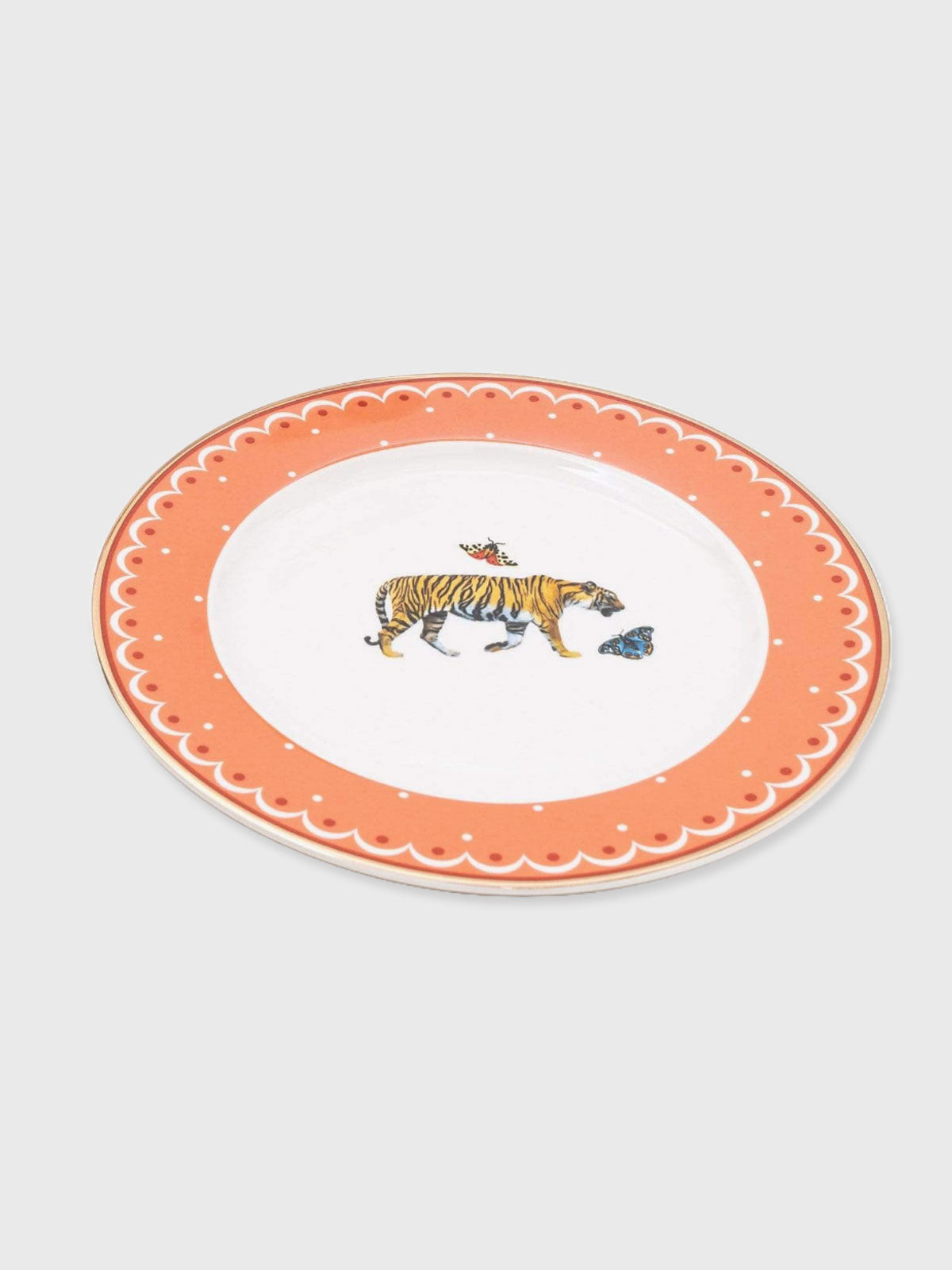 Peach Side Plate - Tiger and Butterfly