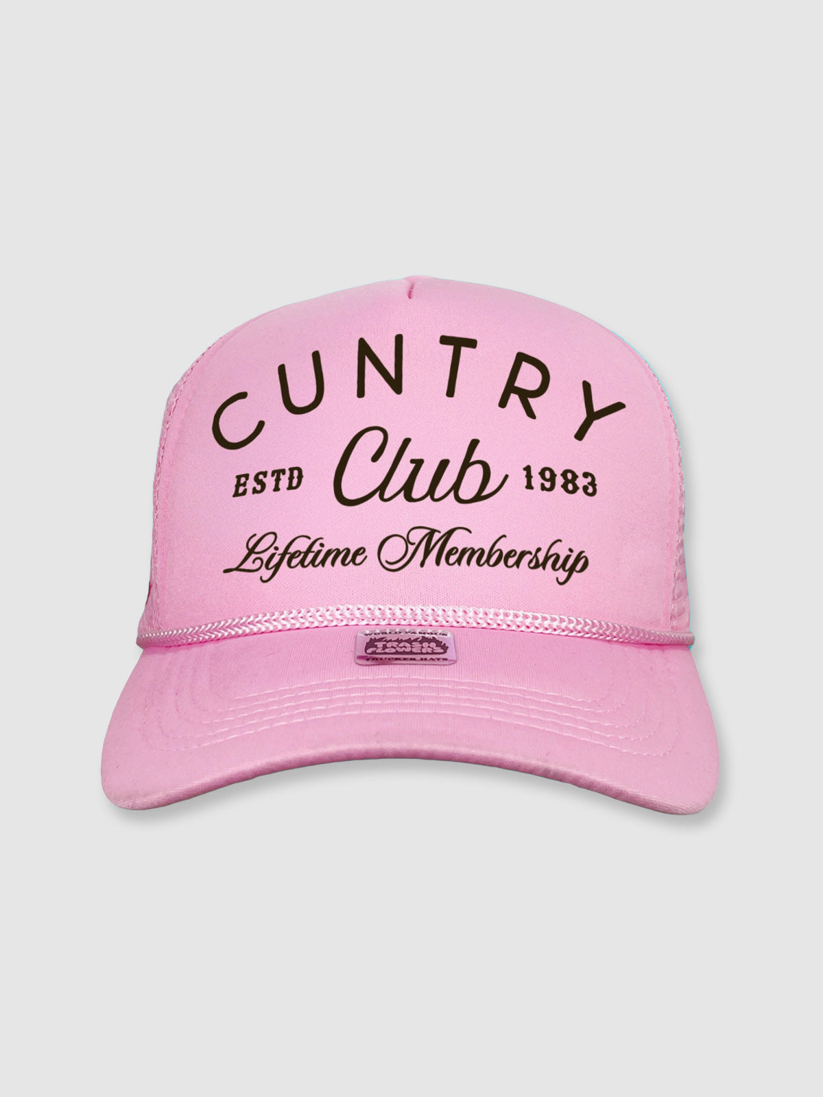 Trucker Logo Hat / Cap - Cuntry Club - Pink & White