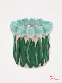 Tulip Design Ceramic Vase - Aqua