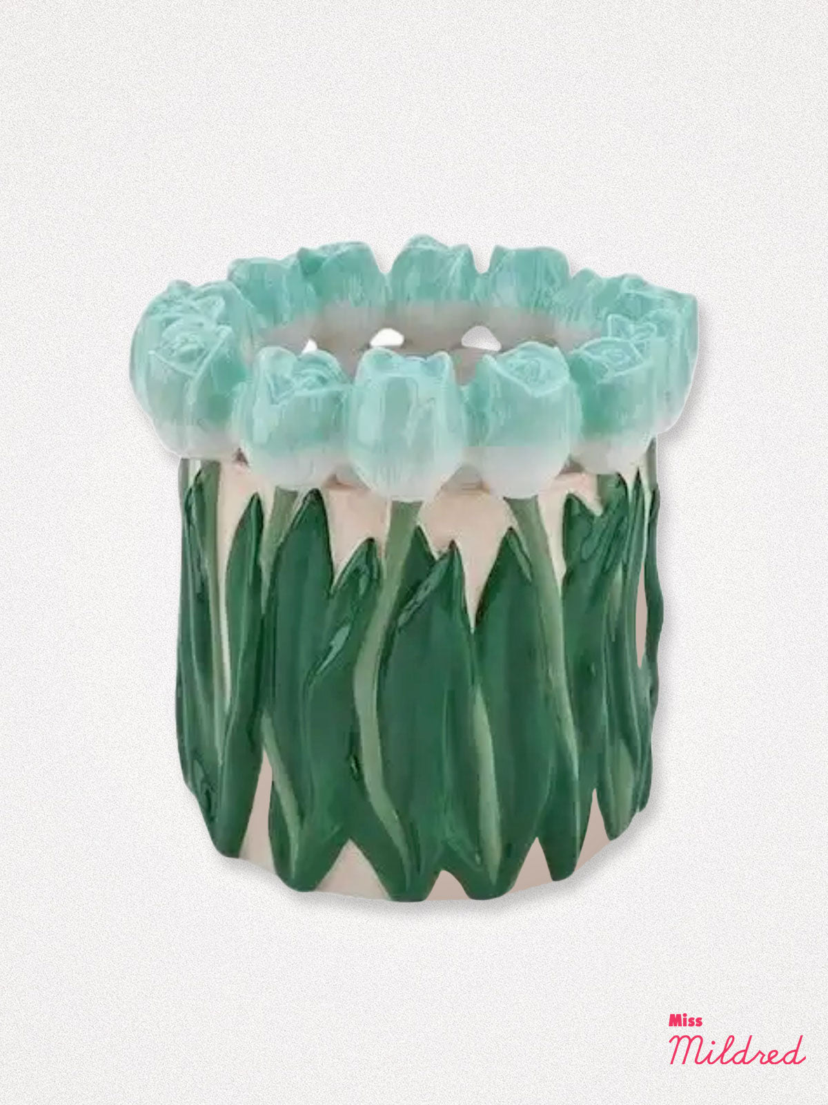 Tulip Design Ceramic Vase - Aqua