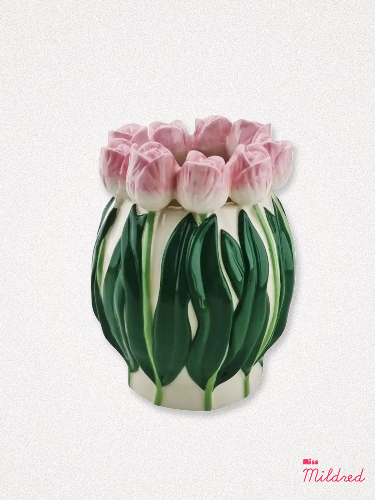 Tulip Design Ceramic Vase - Pink