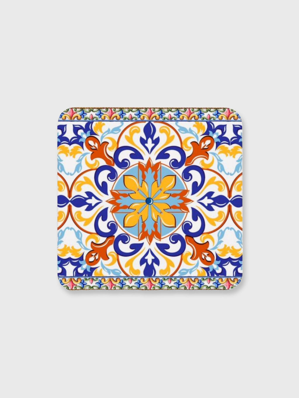 Tuscany Ceramic Coaster - Blue, Orange Yellow