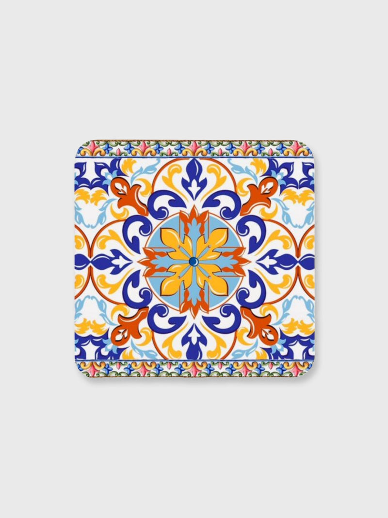 Tuscany Ceramic Coaster - Blue, Orange Yellow