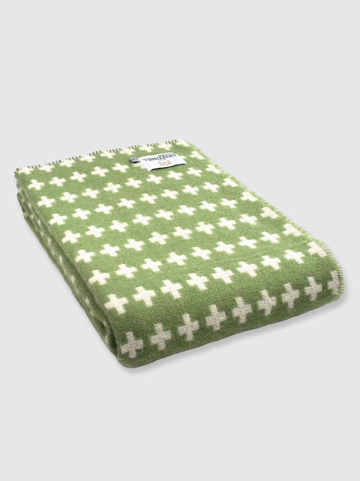 Tweedmill Cross Pure New Wool Blanket / Throw - Fern Green