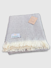 Tweedmill Recycled Wool Chevron Tibet Throw Large Blanket - Grey
