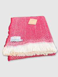 Tweedmill Recycled Wool Chevron Tibet Throw Large Blanket - Red