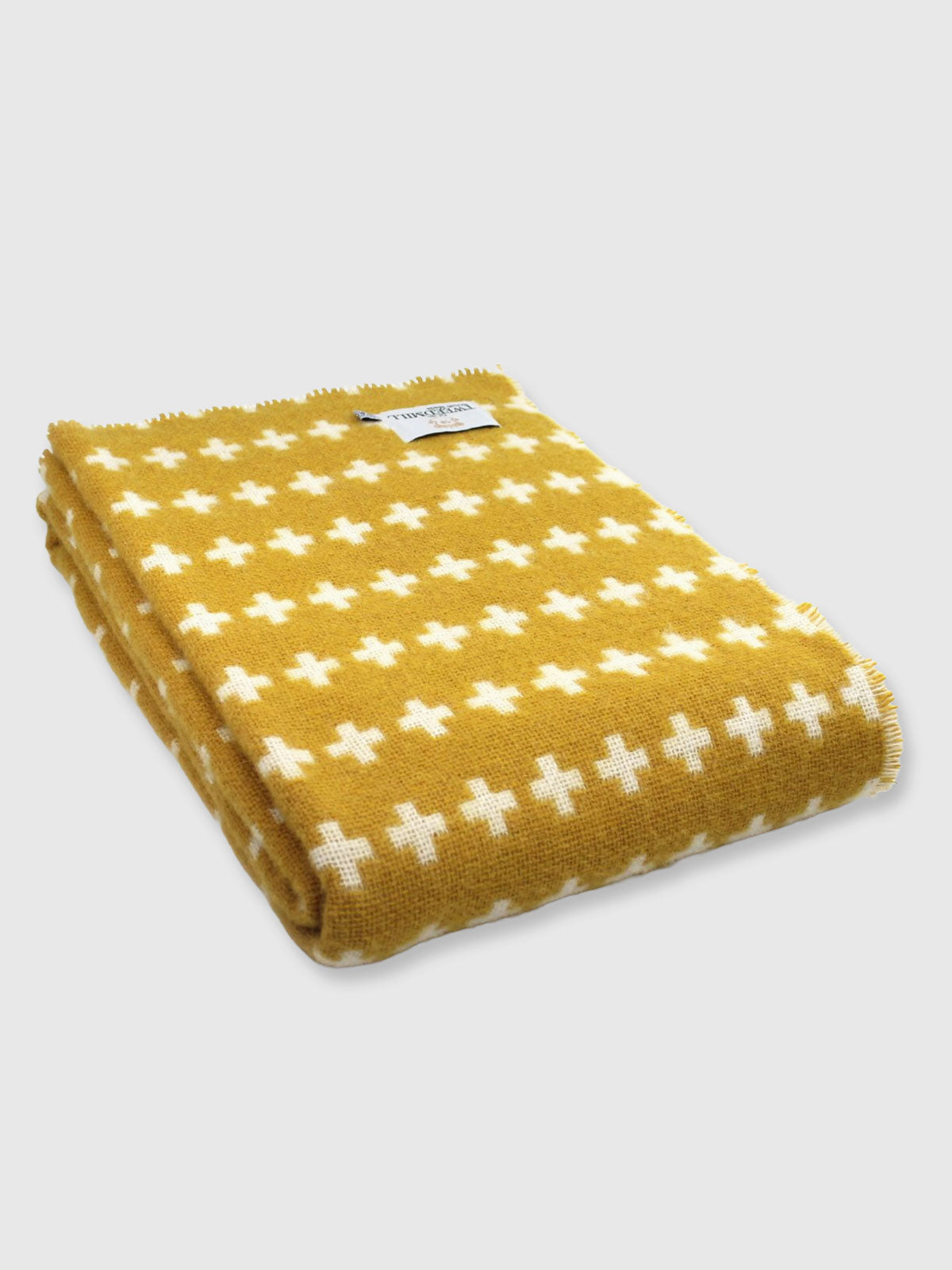 Tweedmill Cross Pure New Wool Blanket / Throw - Mustard Yellow