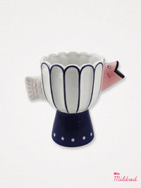Quirky Ceramic Fish Vase - White / Purple Blue
