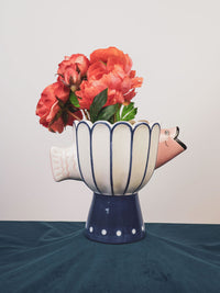 Quirky Ceramic Fish Vase - White / Purple Blue