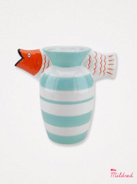 Quirky Ceramic Fish Vase - Aqua