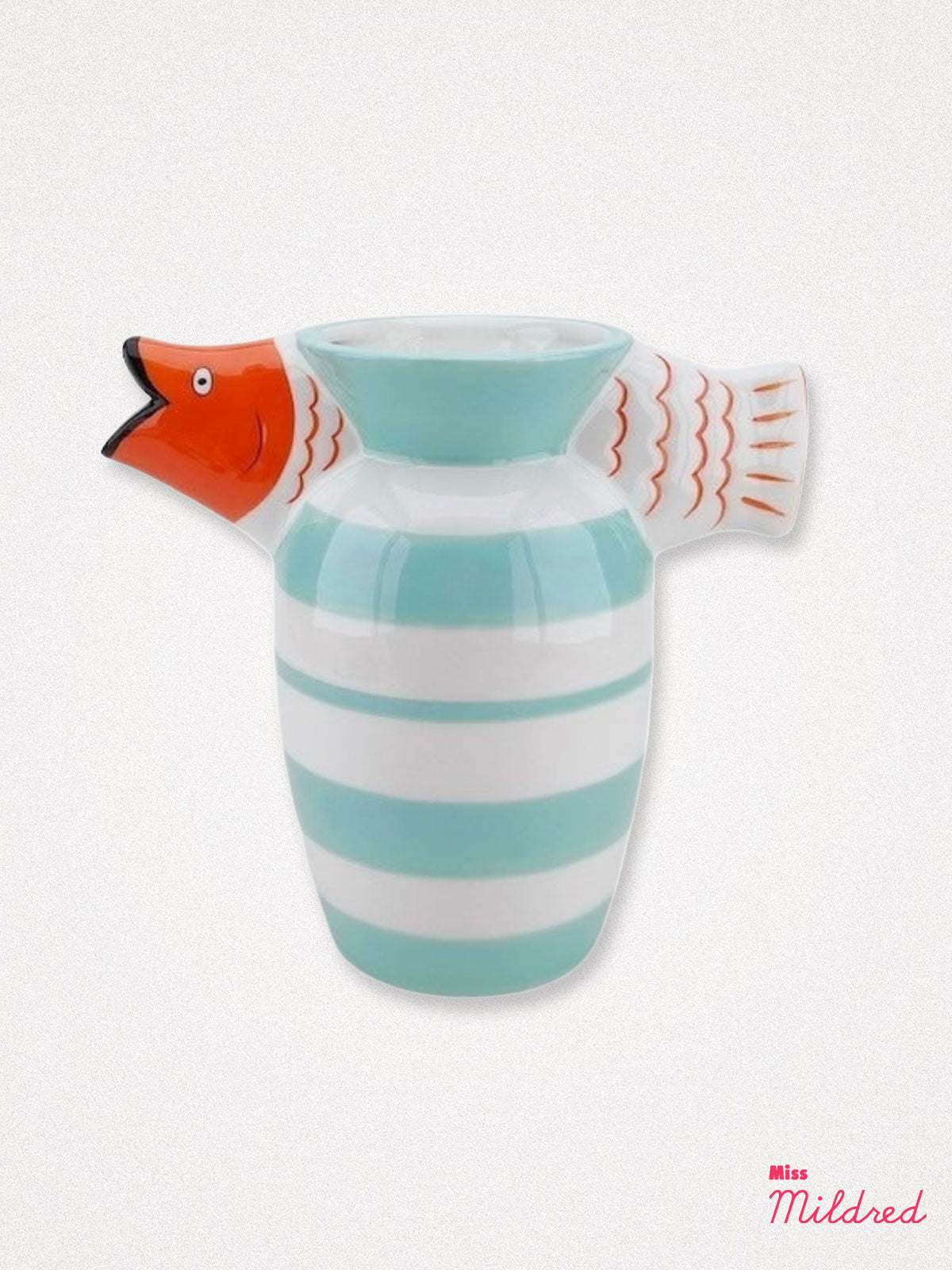 Quirky Ceramic Fish Vase - Aqua