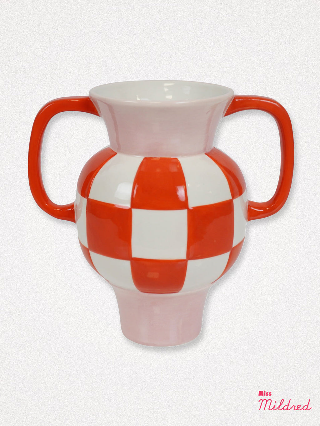 Orange and Pink Check Vase Large Handles