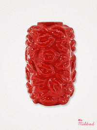 Red Lips Kisses Ceramic Vase