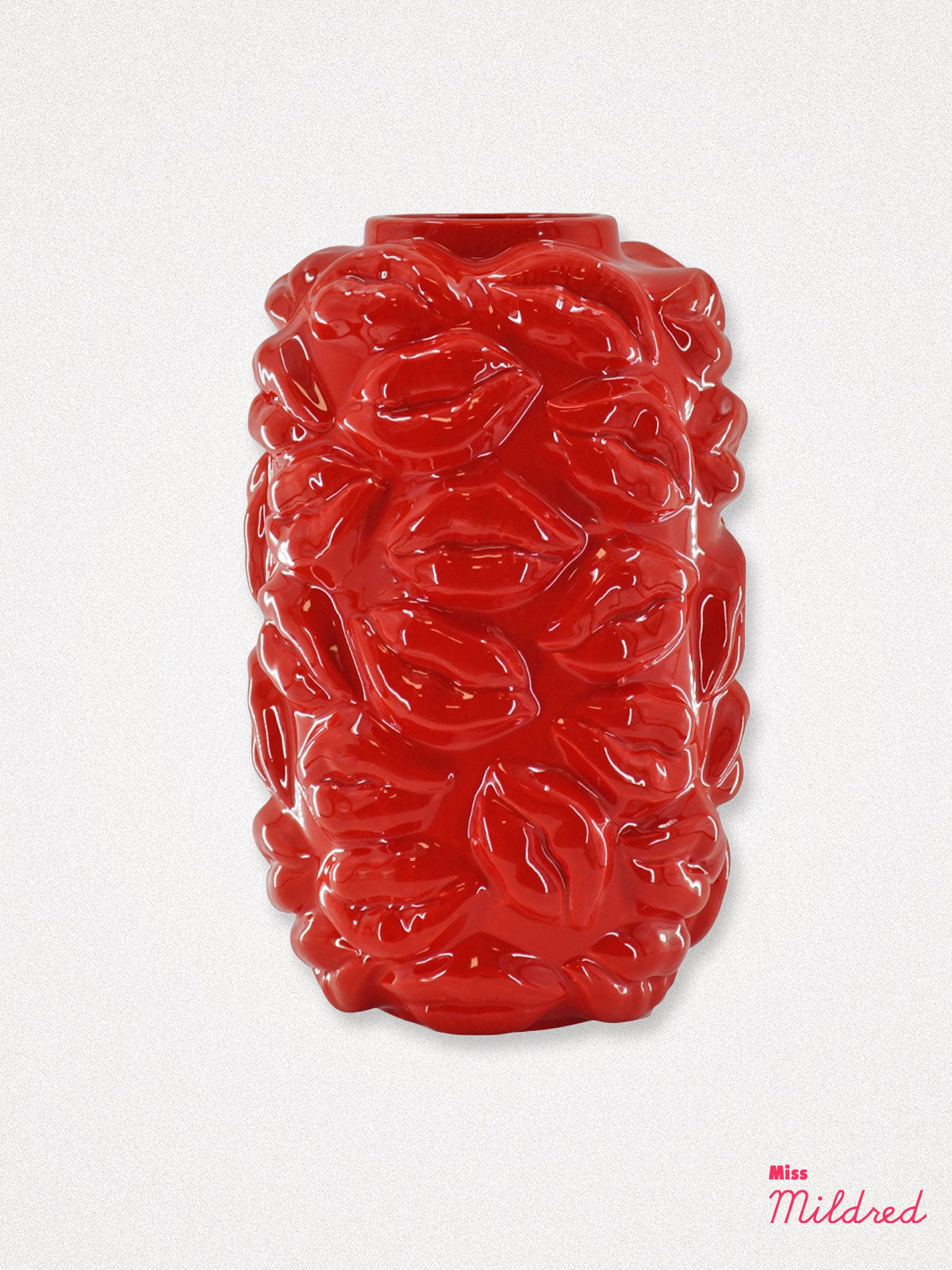 Red Lips Kisses Ceramic Vase