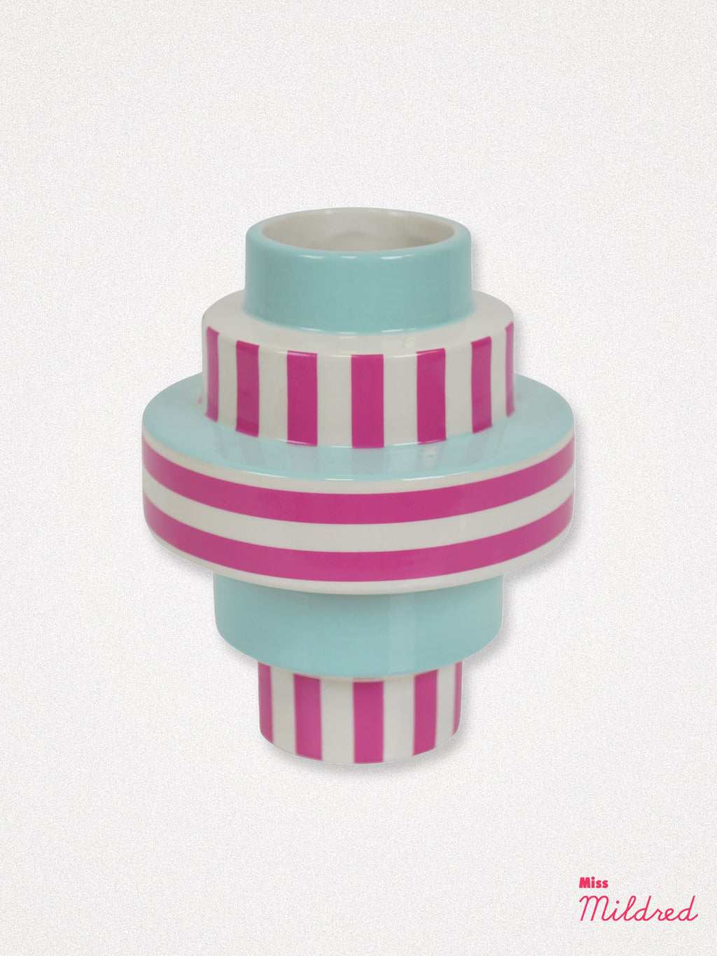 Pink & Aqua Stripe Contemporary Vase