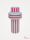 Aqua and Pink Stripe Modern Vase