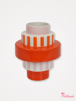 Pink & Orange Stripe Contemporary Vase