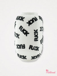 White and Black F*ck Word Ceramic Vase